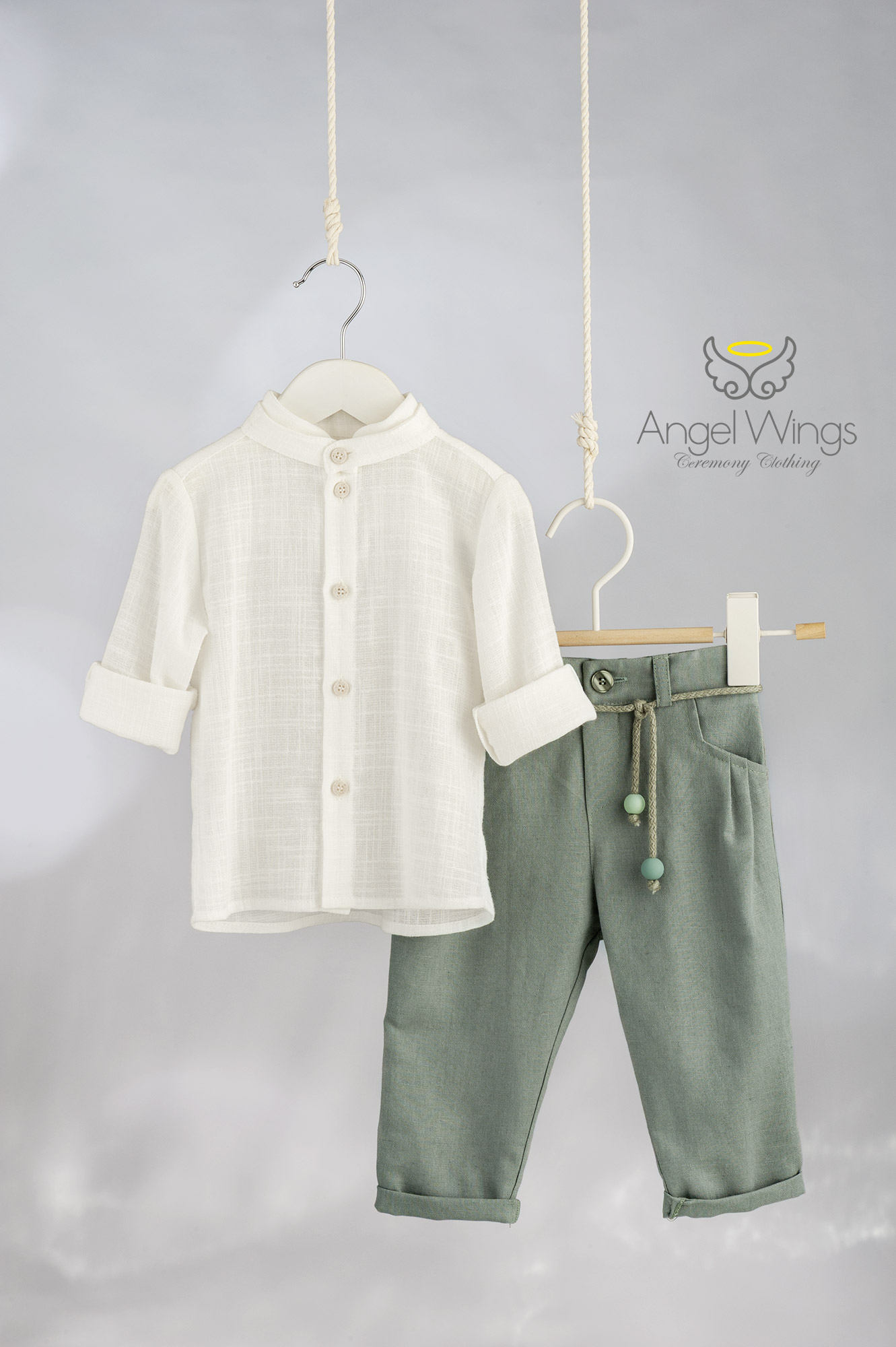 Σύνολο για αγόρι γκρι χακί-ιβουάρ Paolo 315 Angel Wings