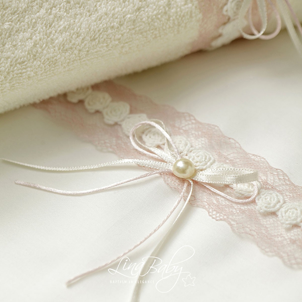 Βαπτιστικά Λαδόπανα Lina Baby Ροζαλία Κωδ:1588 Εκρού - Image 2